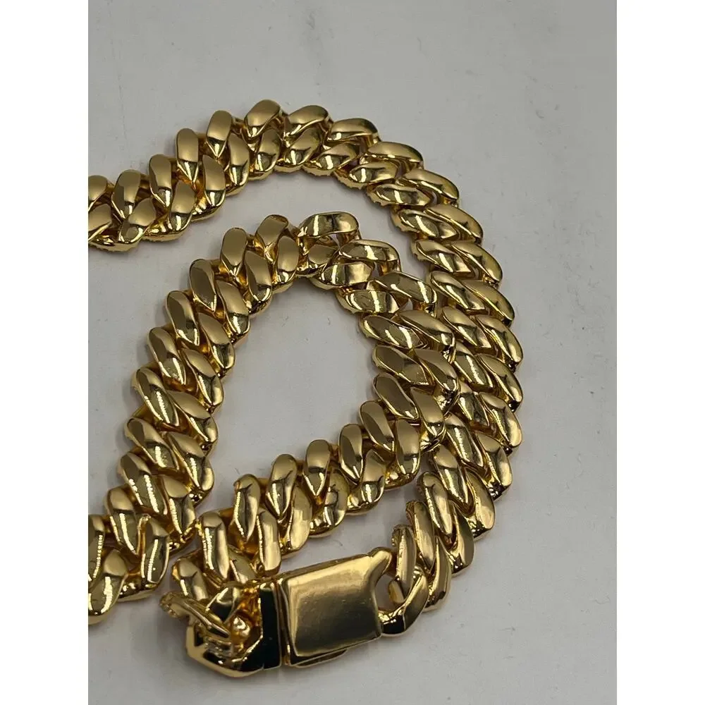 Gold Presidents Designer‎ Pres Cuban Link Cubic Zirconia 18k Gold Plated (12MM)